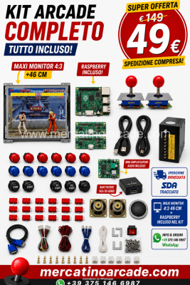 SUPER OFFERTA! Kit Arcade 2 Giocatori – Monitor 4:3 46cm, Raspberry, Joystick e Pulsanti